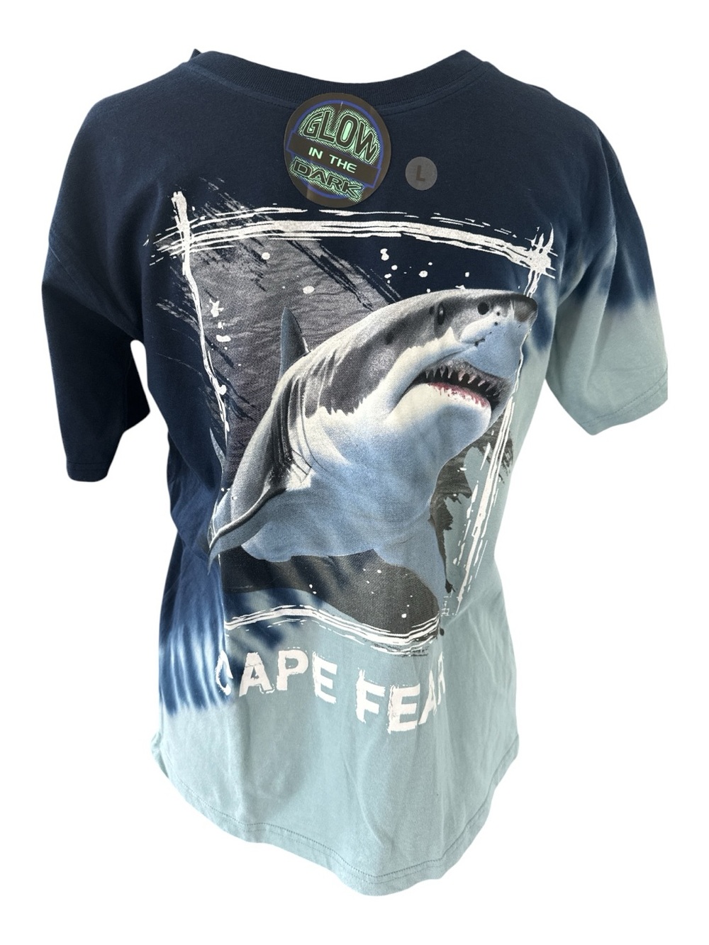 Glow-in-the-Dark Great White Shark ‘CAPE FEAR’ Graphic Tee L Souvenir Unisex